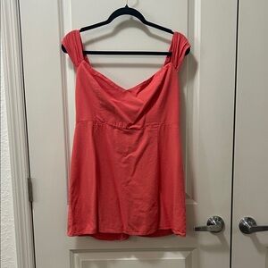 Blue Rain Vibrant Coral Sweetheart off the shoulder mini dress XL